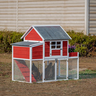 3-Hen Blooming Red & White Outdoor Chicken Coop