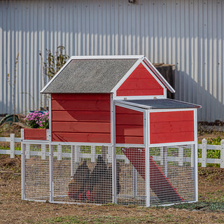 3-Hen Blooming Red & White Outdoor Chicken Coop