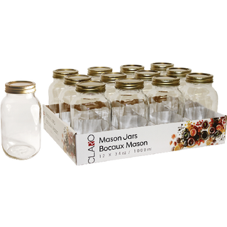 12-pack 1L Mason Jars